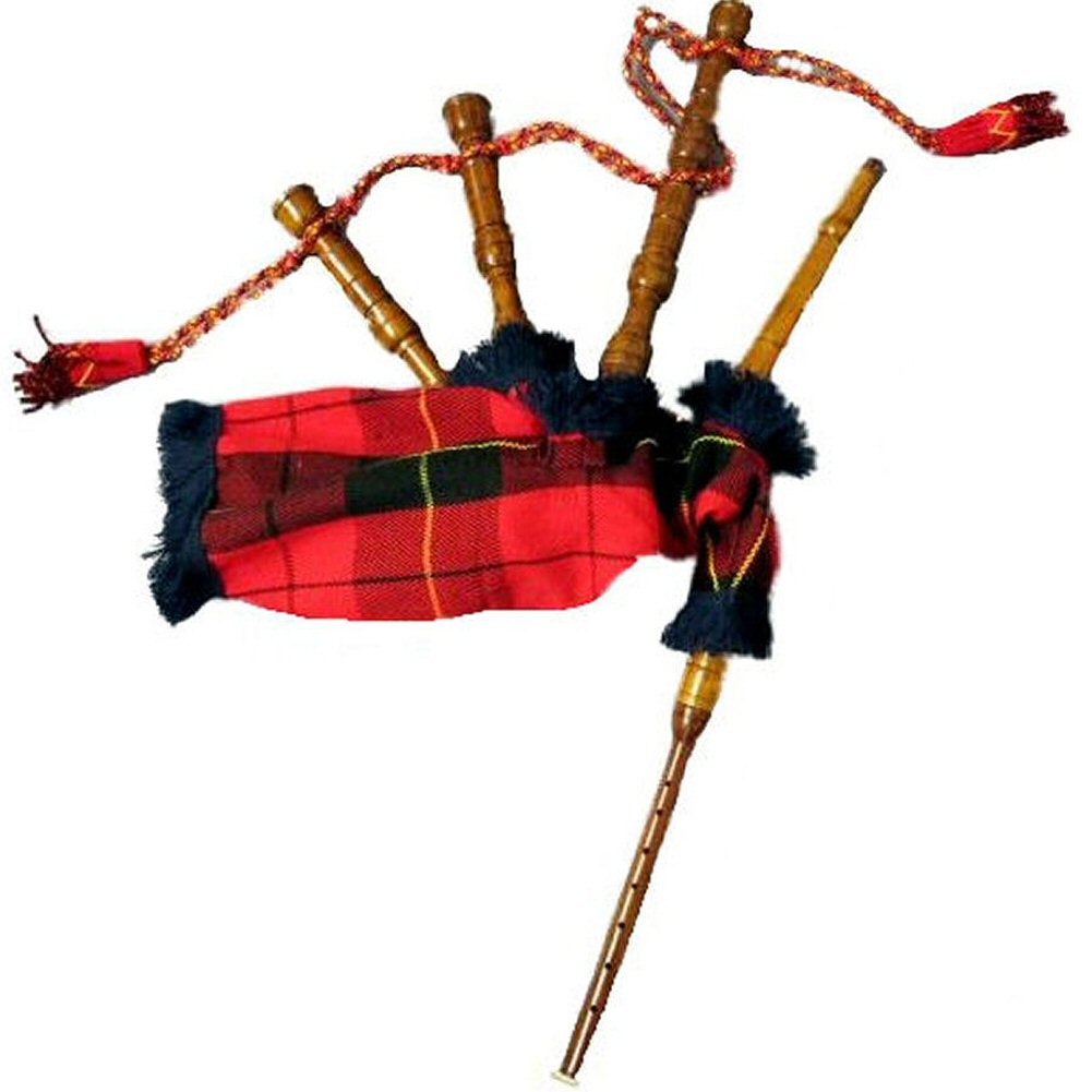 Childrens Junior Playable Miniature Bagpipes Tartan Bag & Rosewood